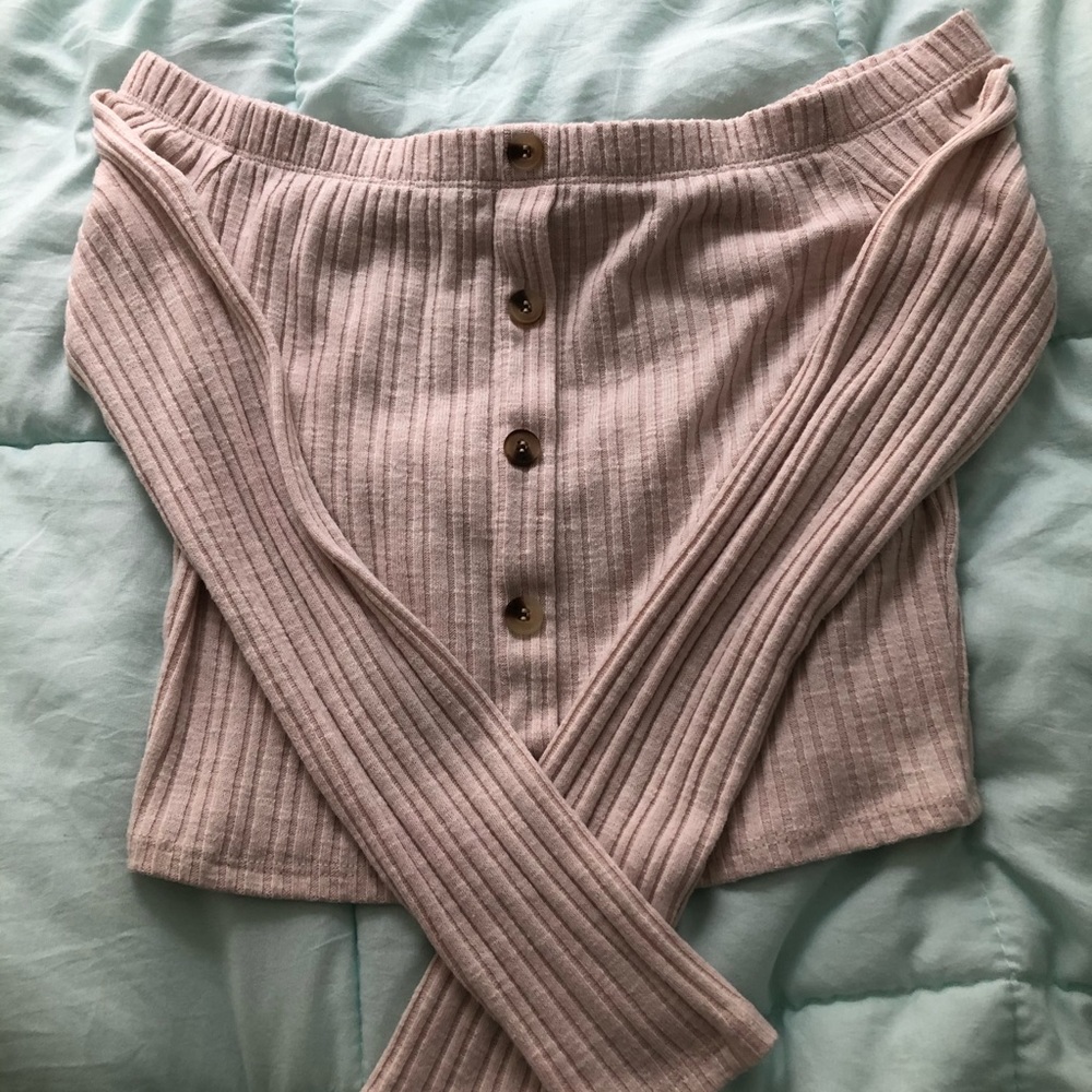 Long Sleeve Cold Shoulder Crop Top